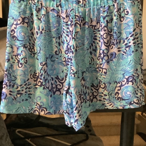 Lilly Pulitzer Light Aqua and Navy Mylee Tie front‎ short, 4 - Picture 6 of 8